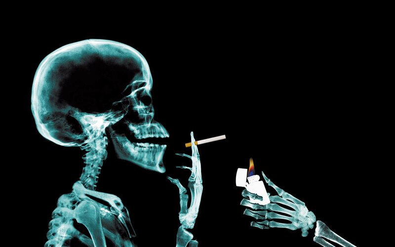 skeleton smoking cigarette