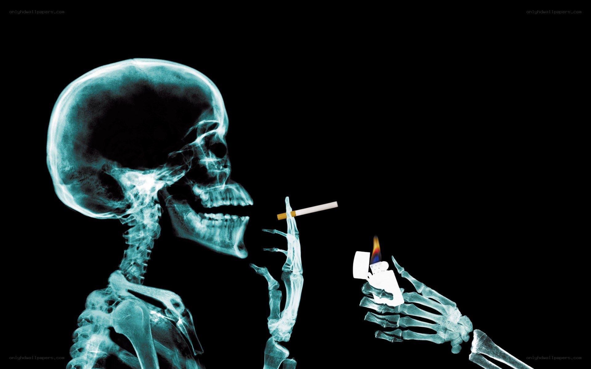 skeleton smoking cigarette