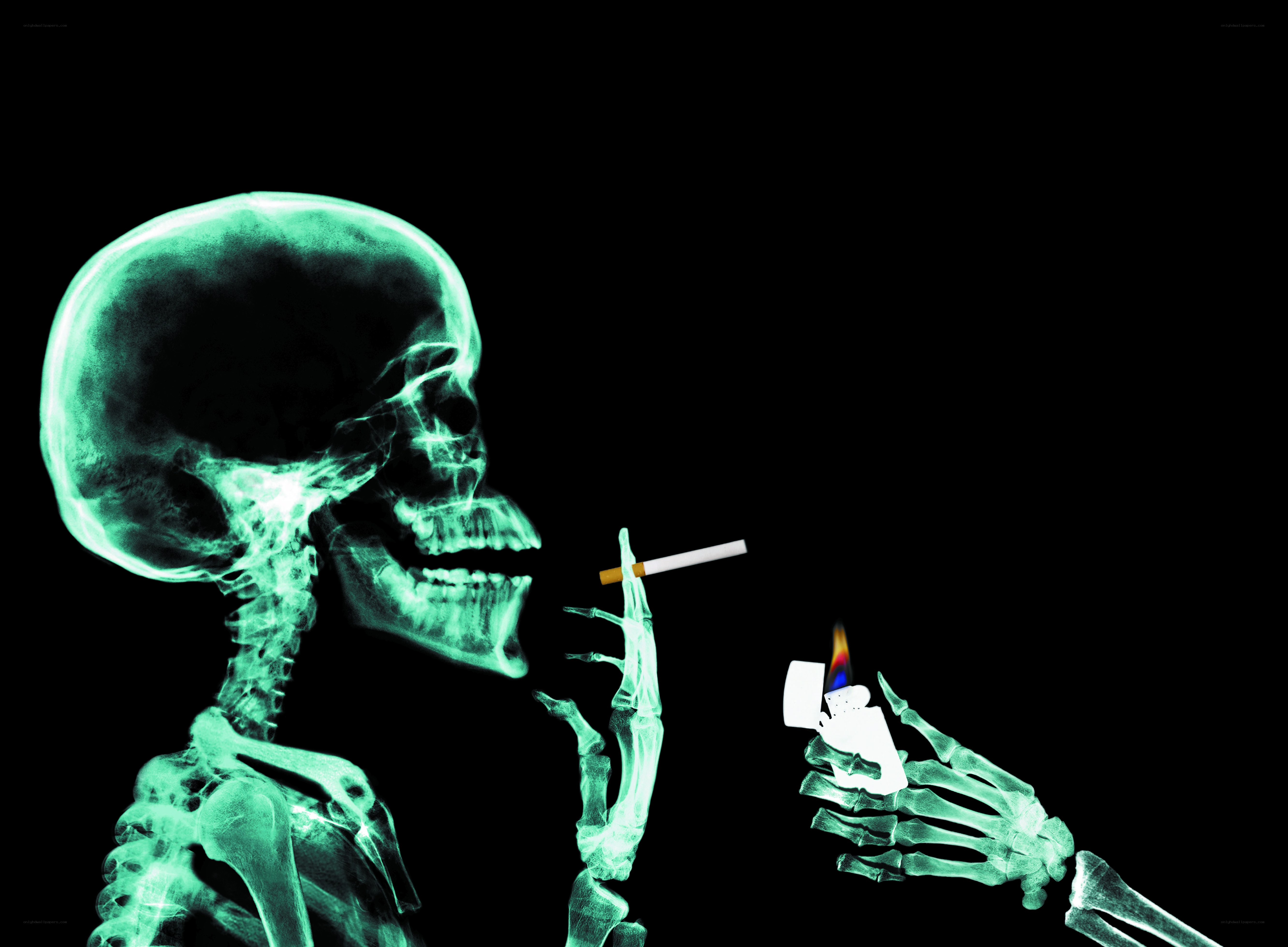 skeleton smoking cigarette