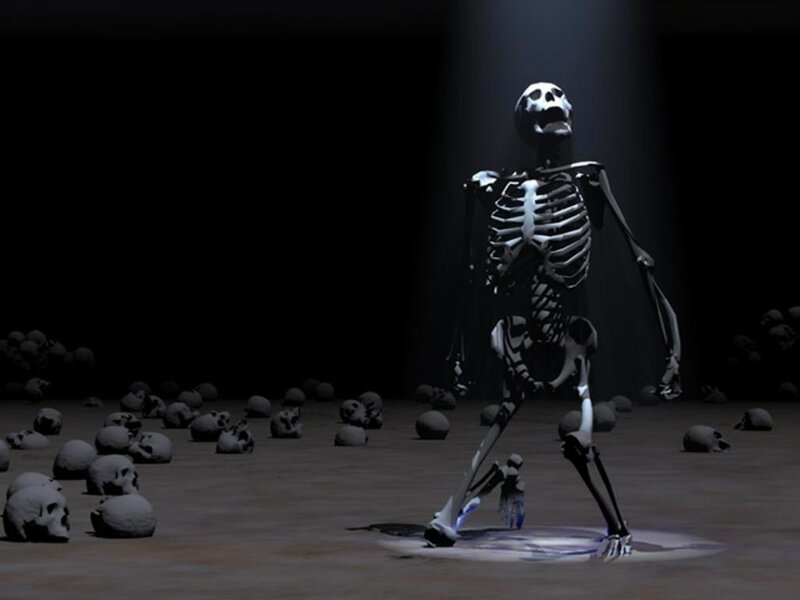 Skeleton Surrounded by Skulls