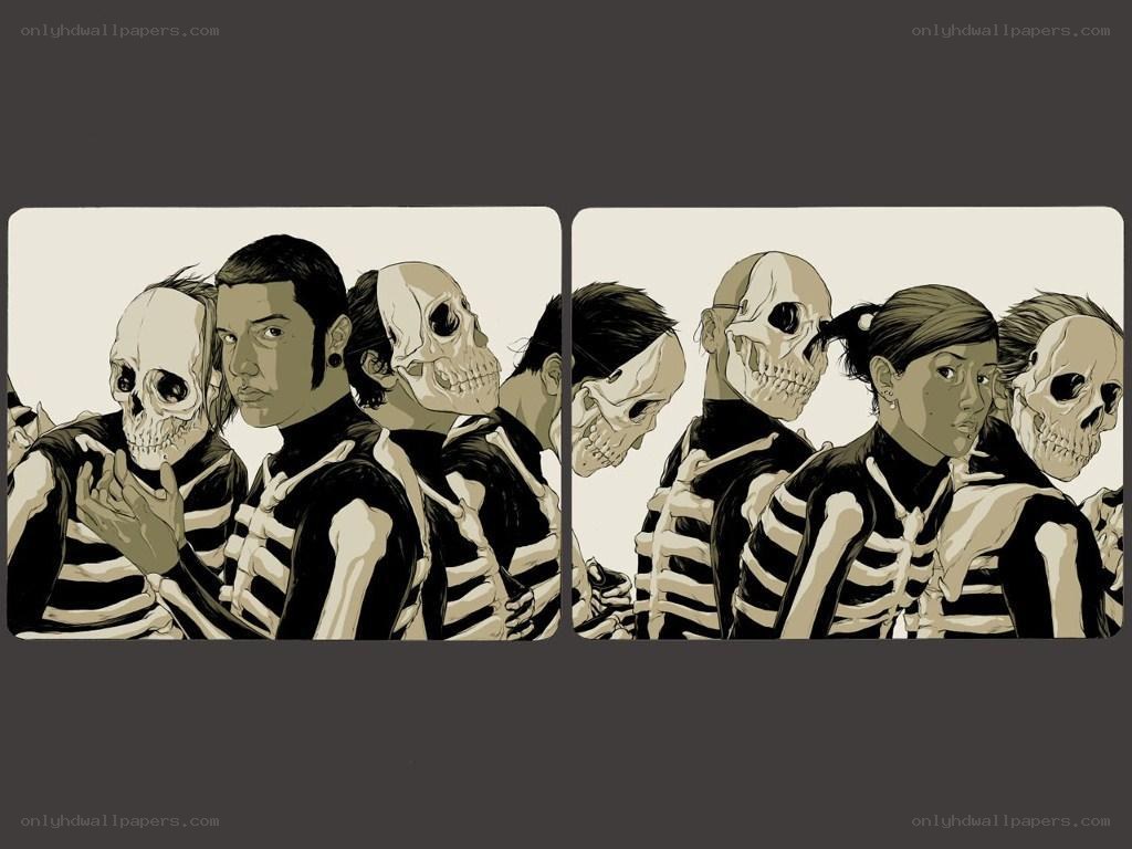 skeleton-themed band members