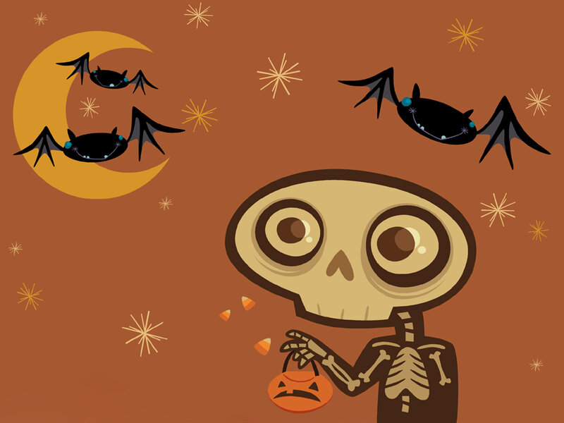 skeleton trick-or-treating