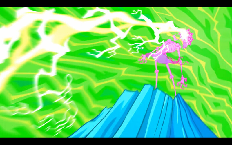 skeleton under lightning storm