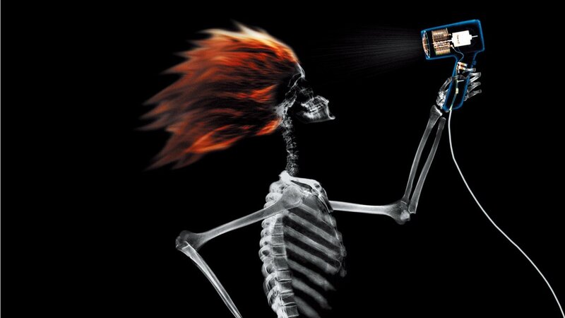 skeleton using hair dryer