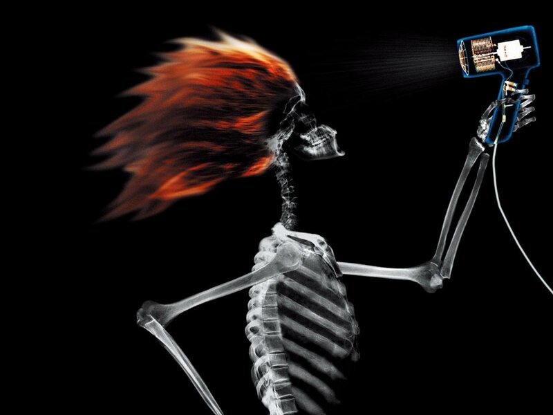 Skeleton Using Hair Dryer — Black, Dramatic
