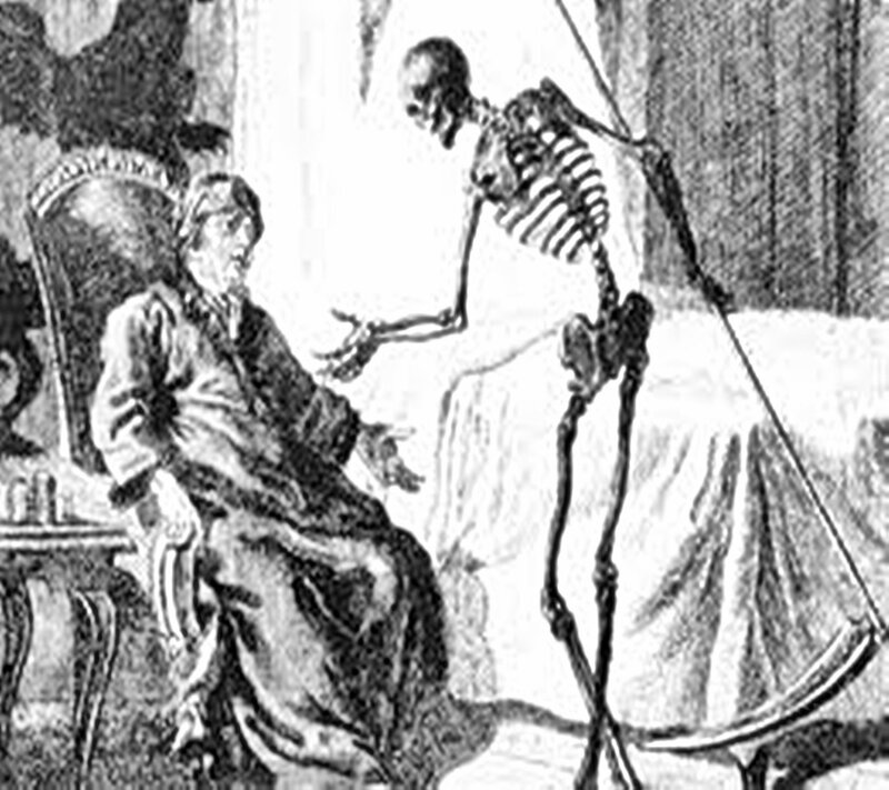 skeleton visiting a man