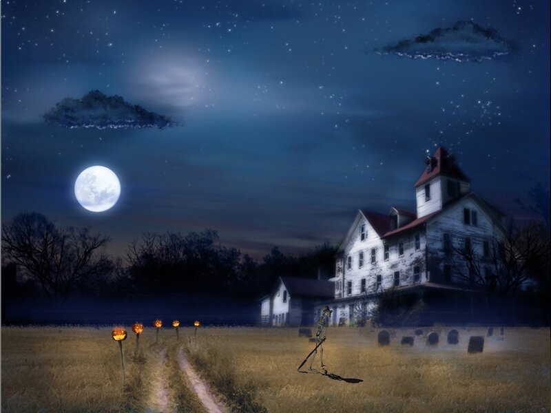 Skeleton Walking in Field