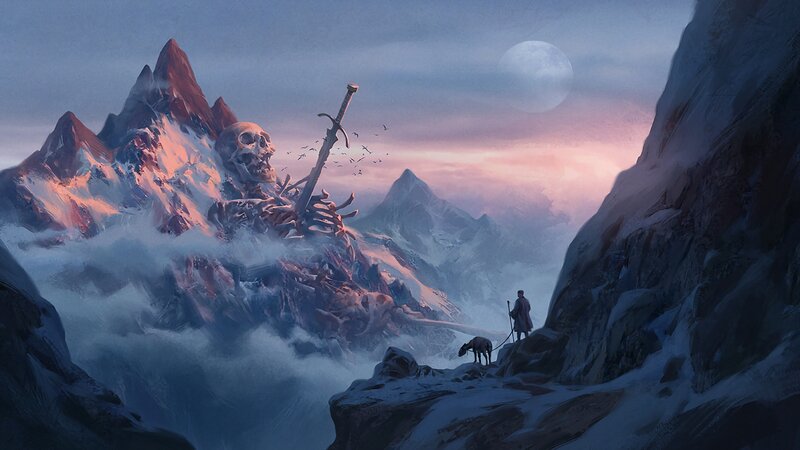 Skeleton Warrior in Mountains
