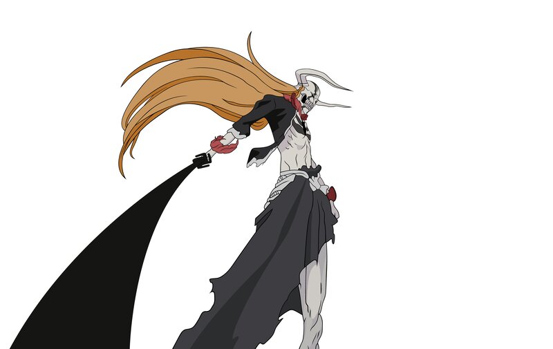 Skeleton Warrior with Long Hair — Black, Dramatic, Anime