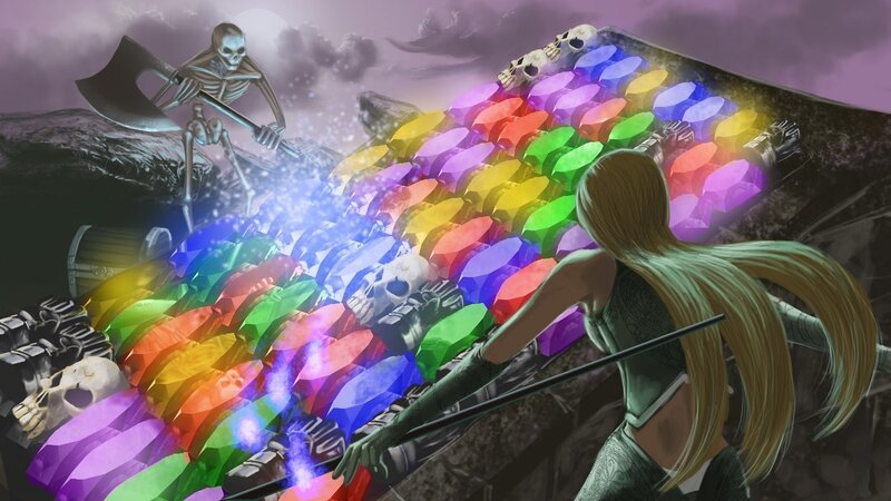 skeleton warrior with rainbow crystals