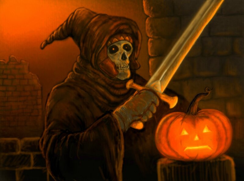 Skeleton Warrior with Sword — Orange