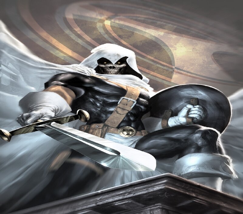 Skeleton Warrior with Sword — White