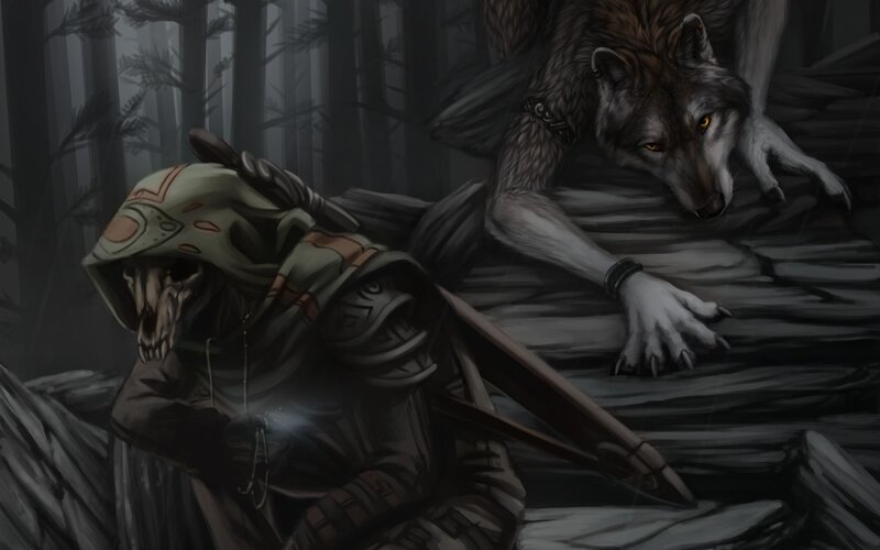 Skeleton Warrior with Wolf