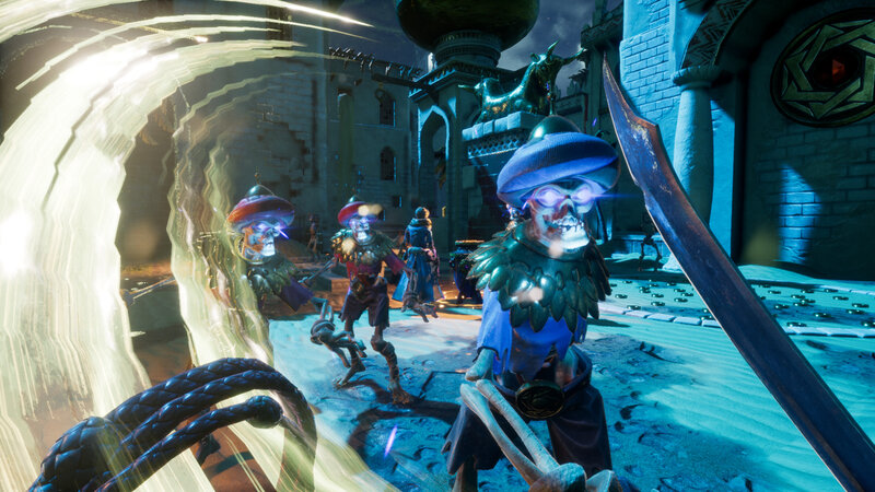 Skeleton Warriors in Courtyard