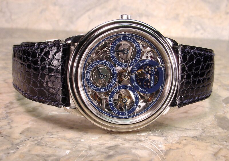 skeleton watch with leather strap
