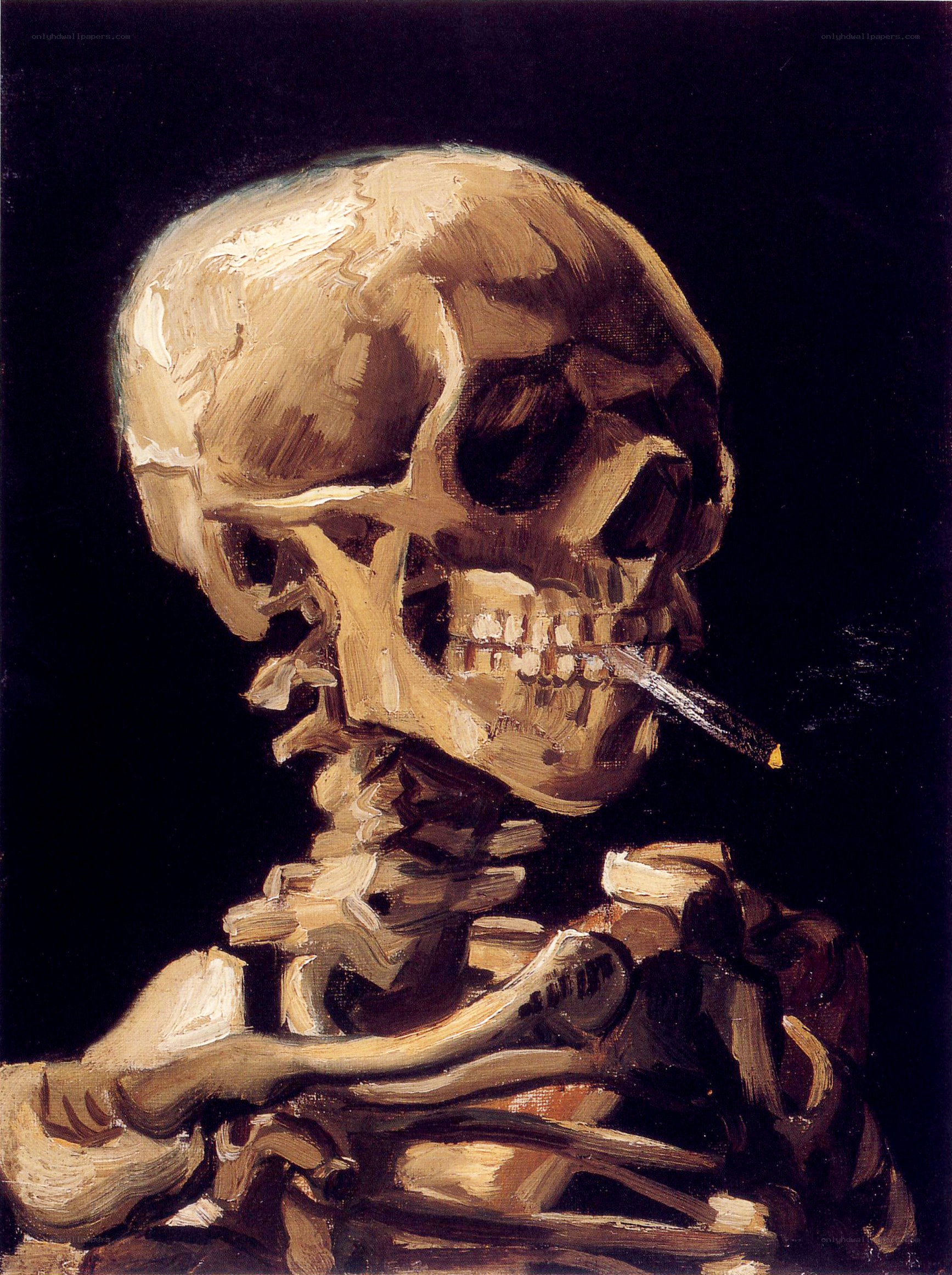 Skeleton with a cigarette
