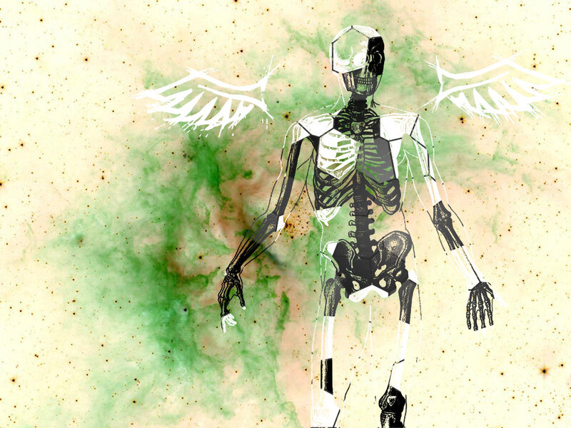 skeleton with angel wings