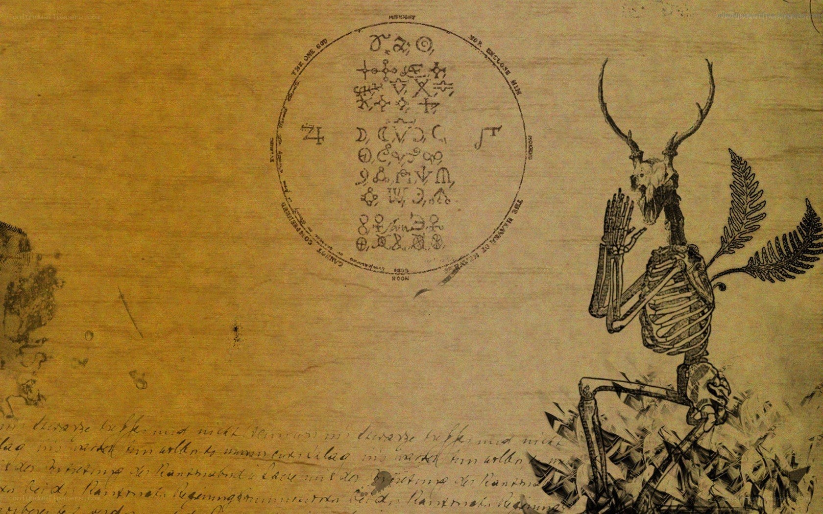 skeleton with antlers and sigil