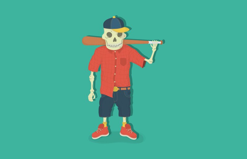 Skeleton with Baseball Bat