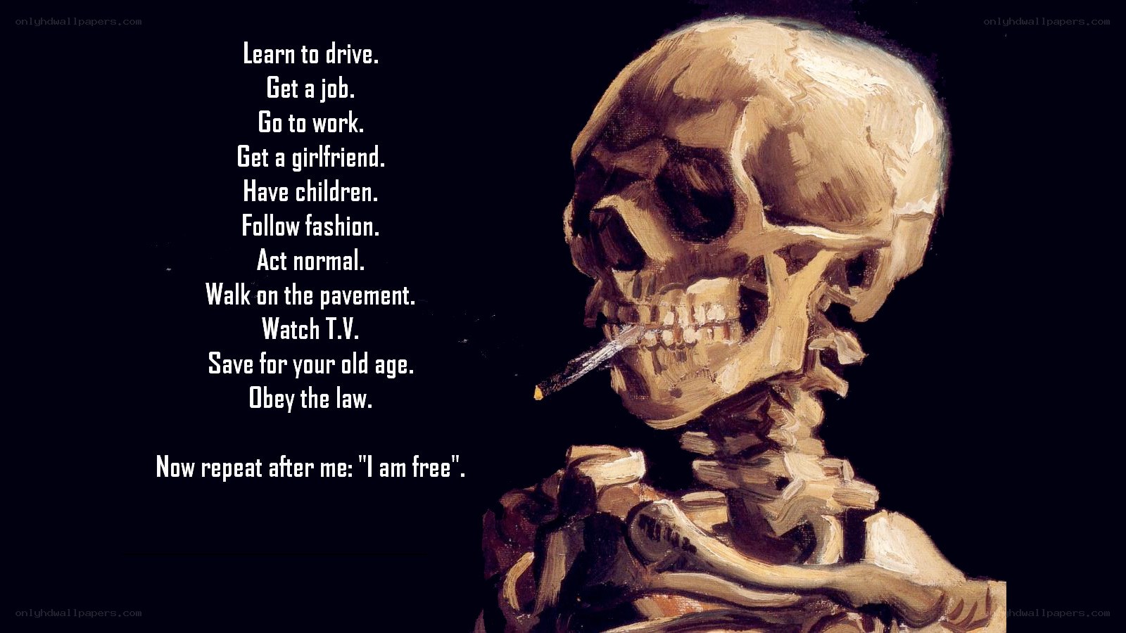 skeleton with cigarette