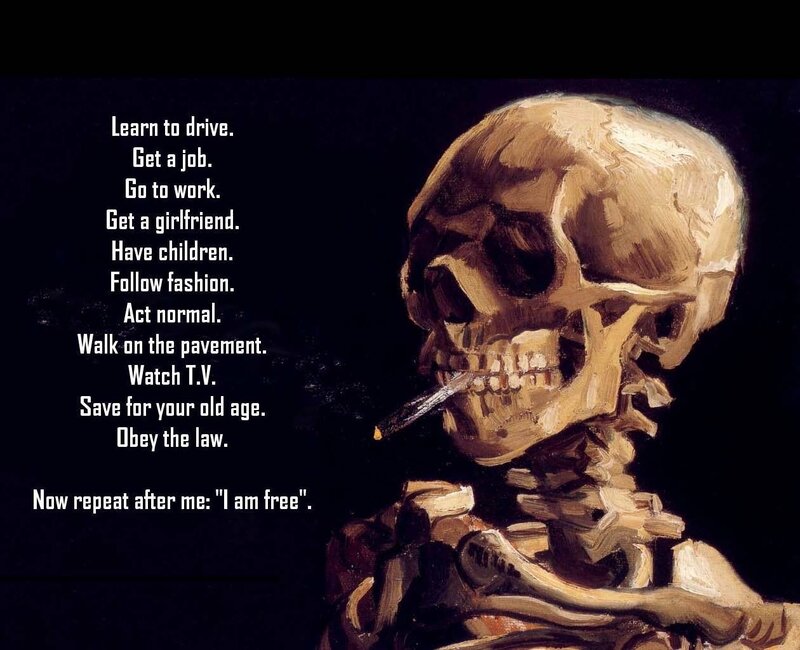 skeleton with cigarette