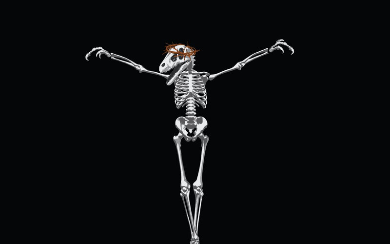 Skeleton with Crown of Thorns — Black