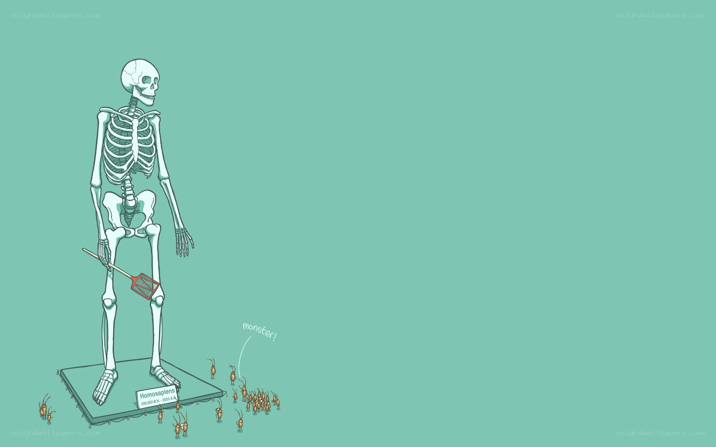 skeleton with fly swatter