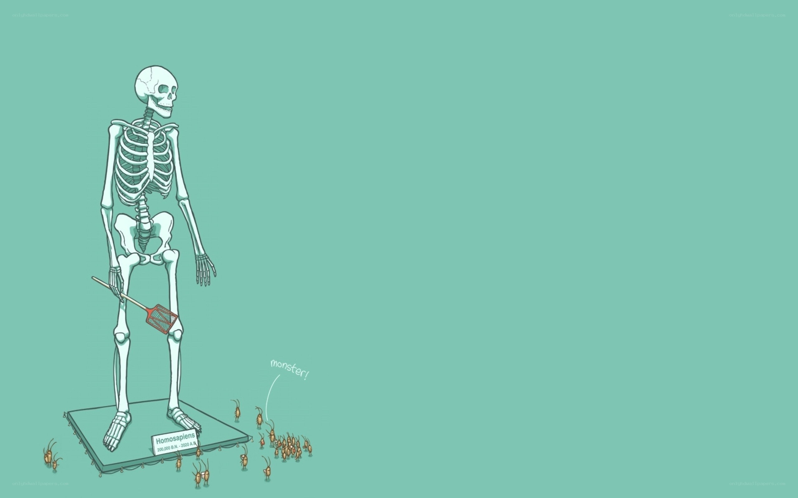 skeleton with fly swatter