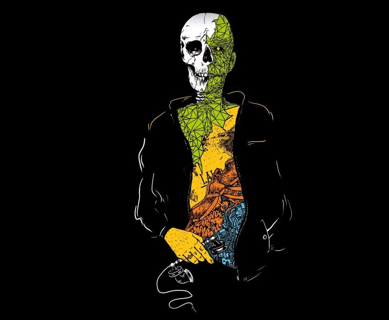 skeleton with geometric face