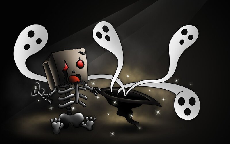 skeleton with ghosts