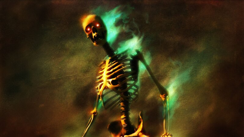 Skeleton with Glowing Eyes — Green