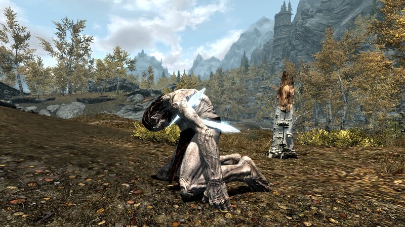 skeleton with glowing sword