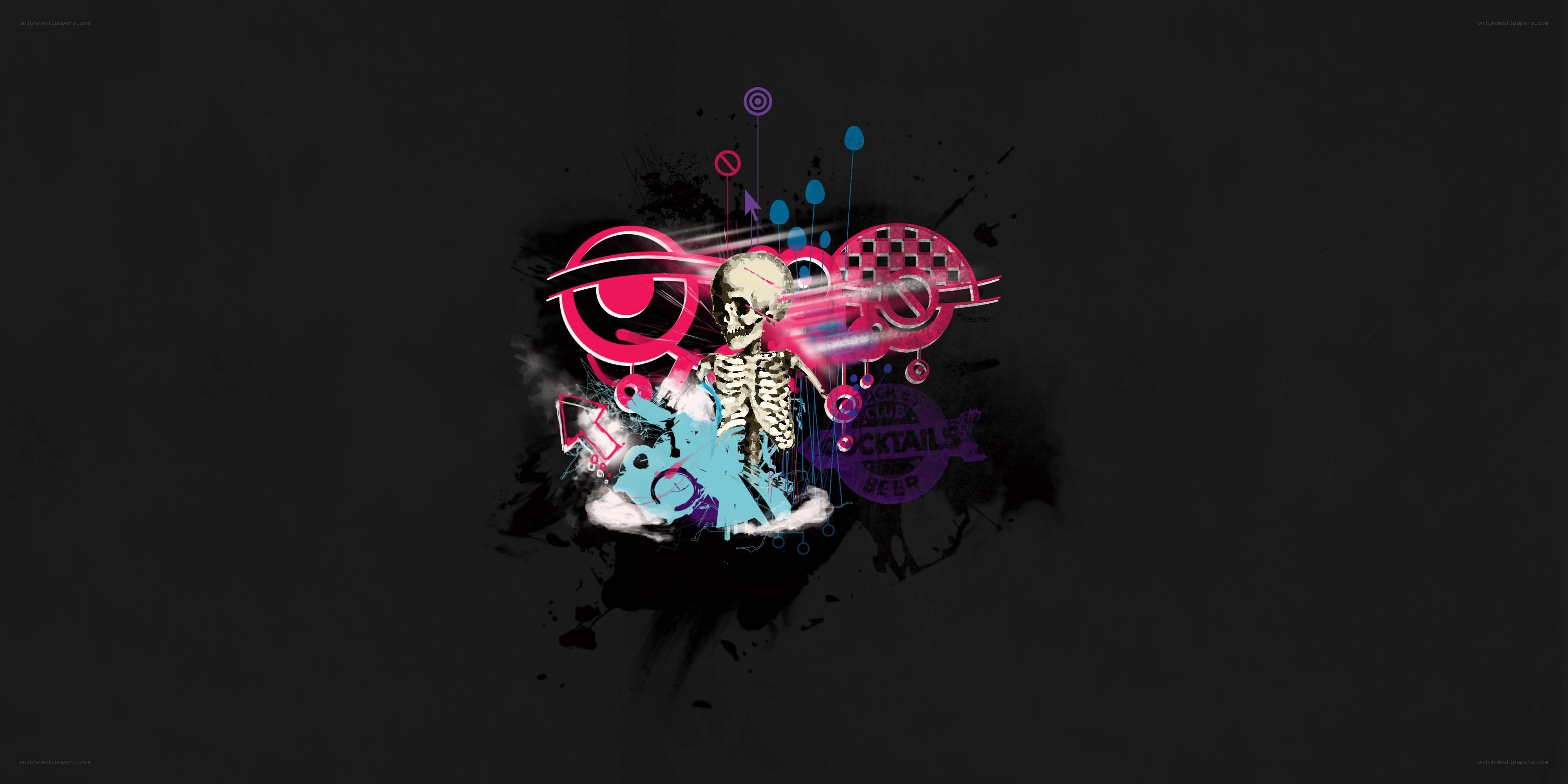 skeleton with graffiti art