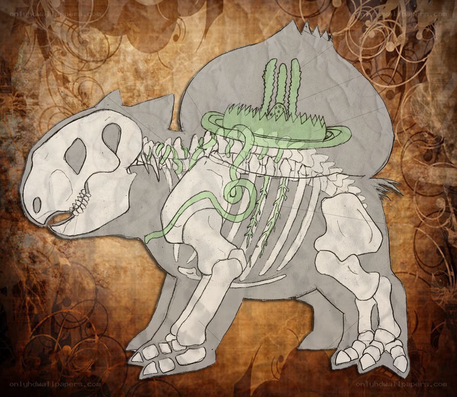skeleton with green plant
