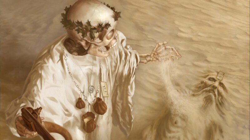 skeleton with holly crown