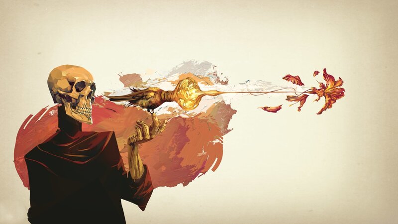 skeleton with magical staff