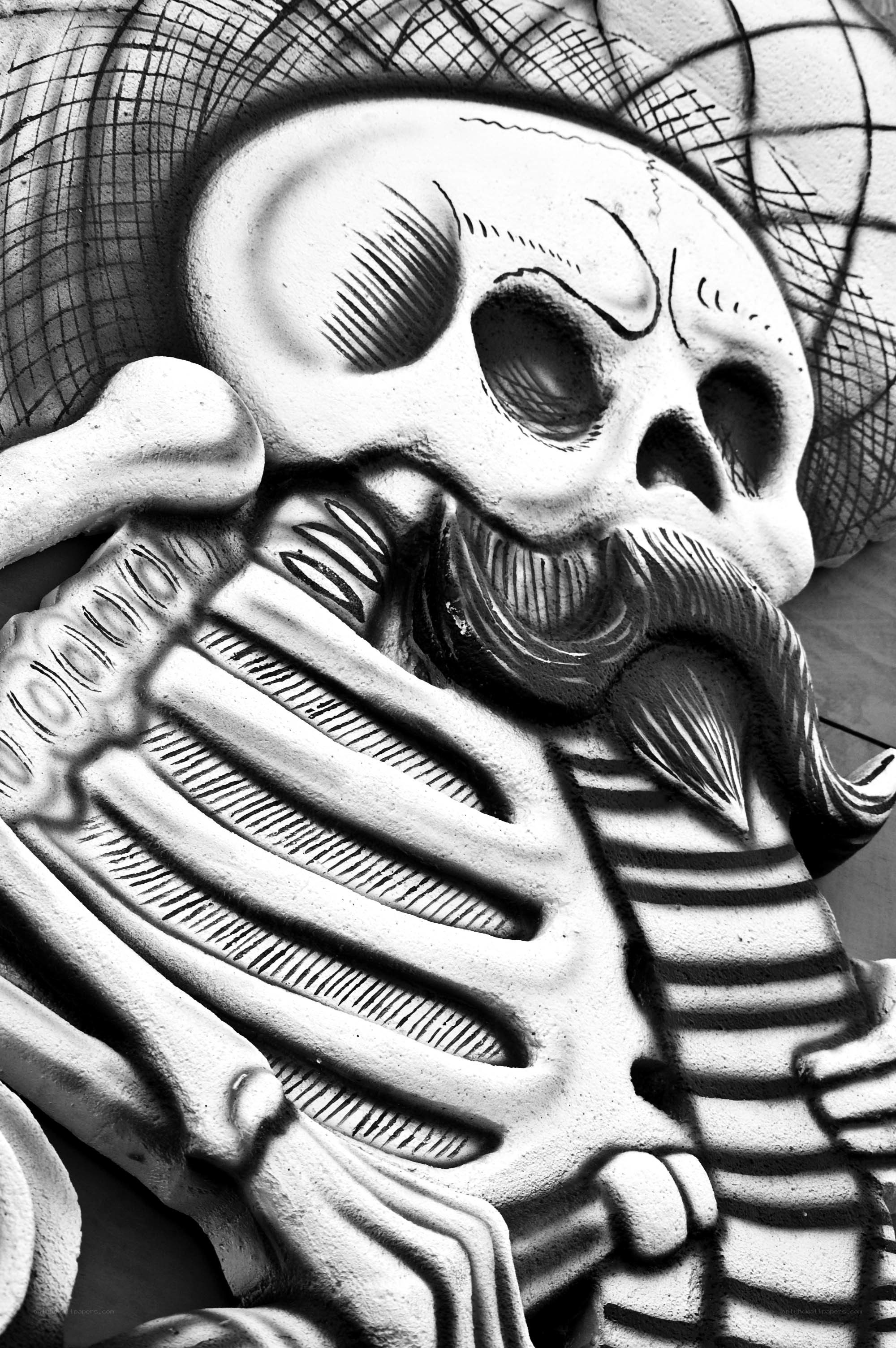 skeleton with mustache and sombrero