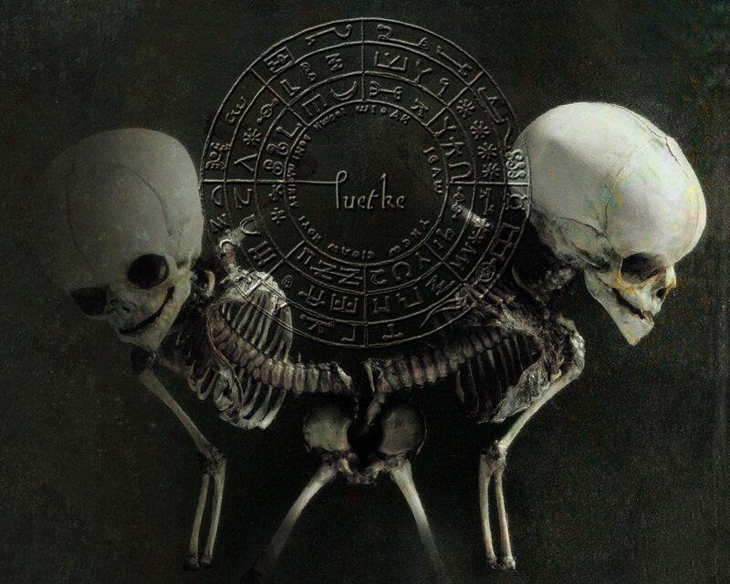 skeleton with mystical symbol