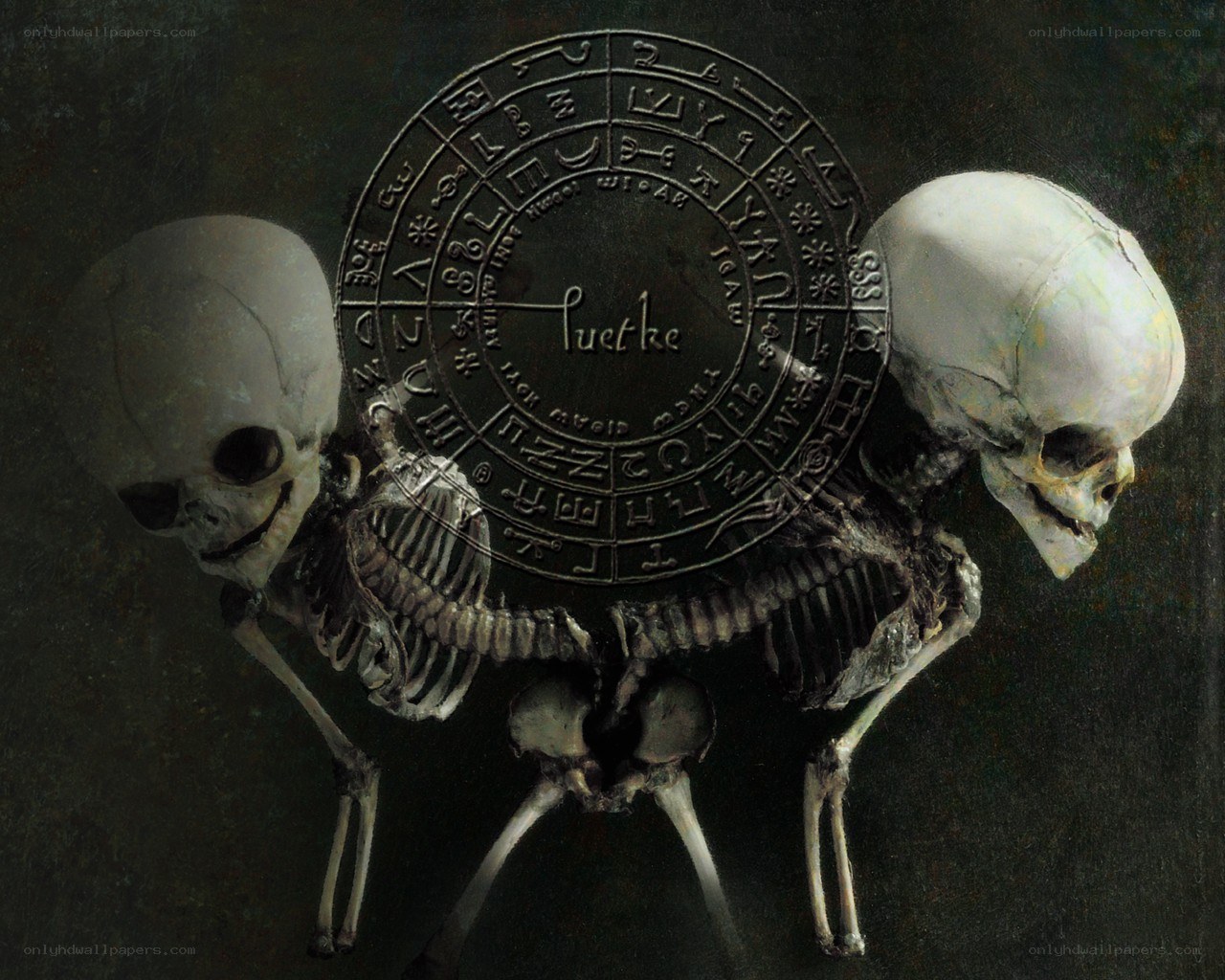 skeleton with mystical symbol