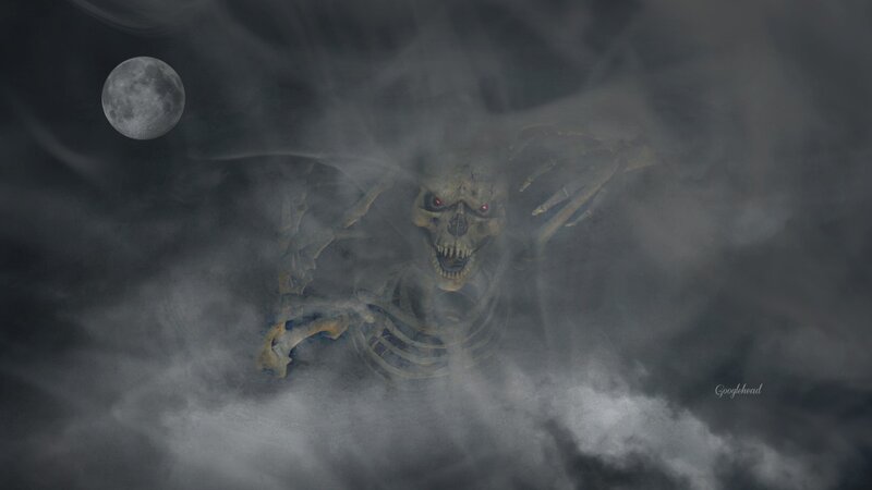 Skeleton with Red Eyes — Gray