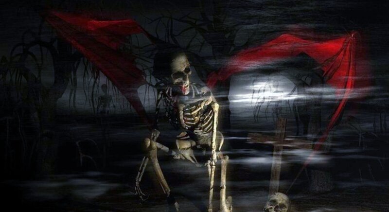 Skeleton with Red Wings — Black