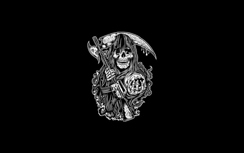 Skeleton with Rifle and Scythe