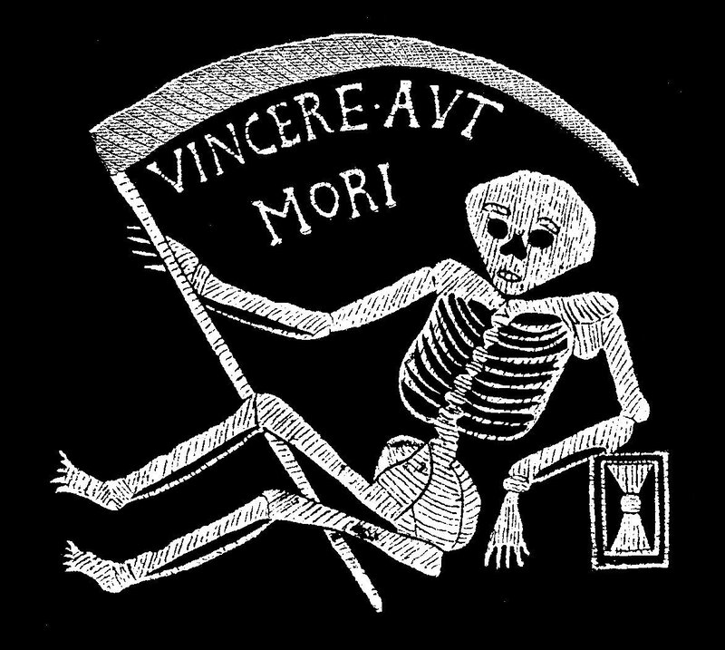 skeleton with scythe and hourglass