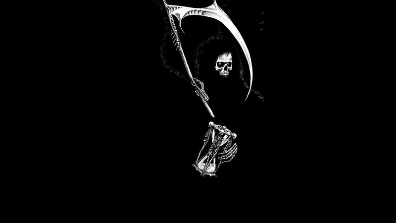 Skeleton with Scythe — Black, Dark, Night