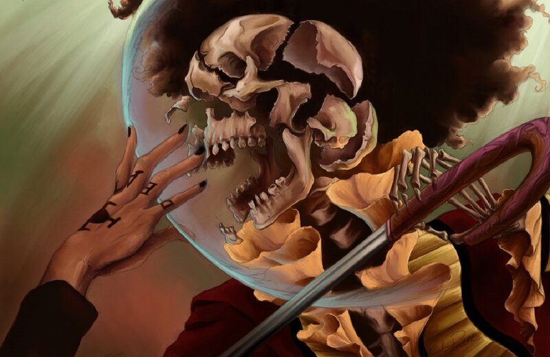 Skeleton with Skull — Brown