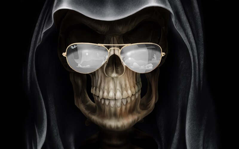 skeleton with sunglasses