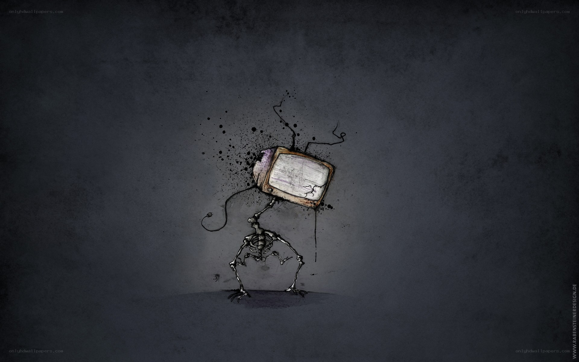 skeleton with TV head