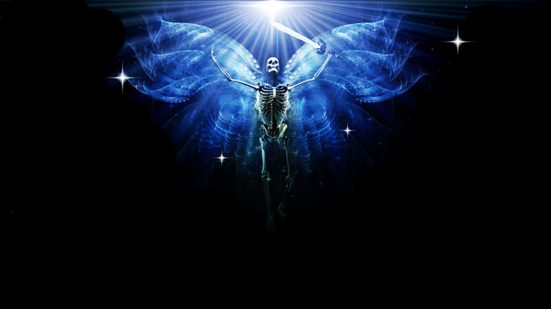 Skeleton with Wings — Blue