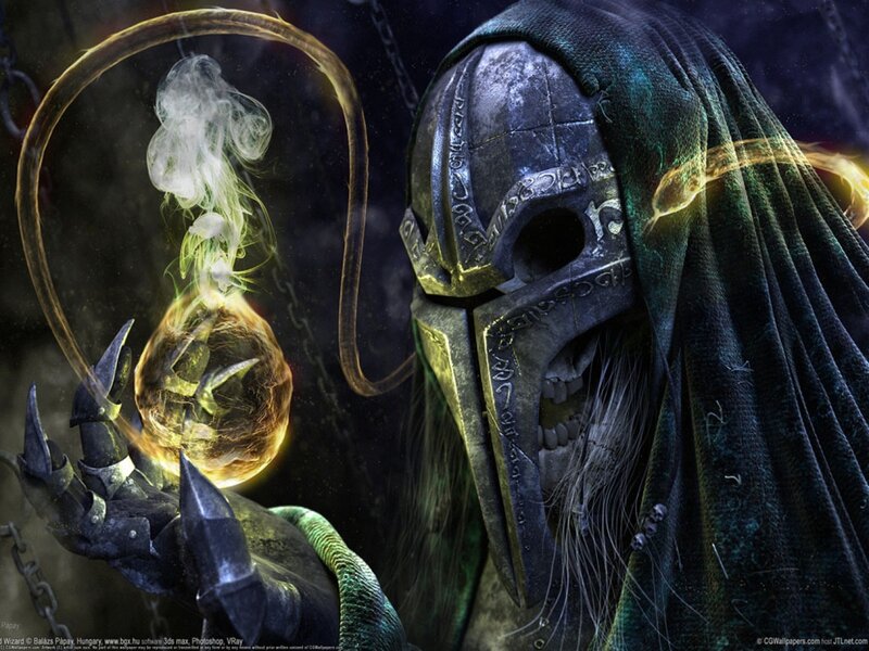 Skeleton Wizard Holding Orb