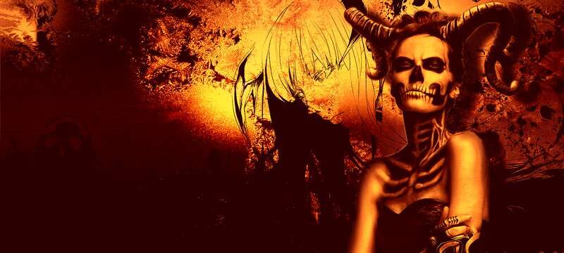 Skeleton Woman with Horns